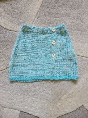 ACNE STUDIOS Blue Crochet Knit Mini Skirt in Blue - Size Small